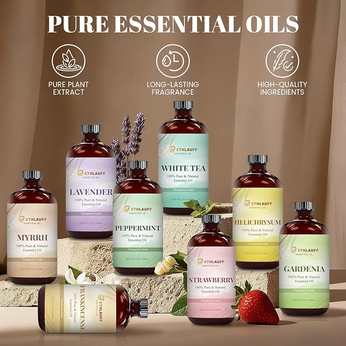 Helichrysum Extracts Essential Oil, 100% Natural Helichrysum Oil Premium Grade for Diffusers, Skin Care, Massage, Humidifiers, Stress Relief, with Glass Dropper