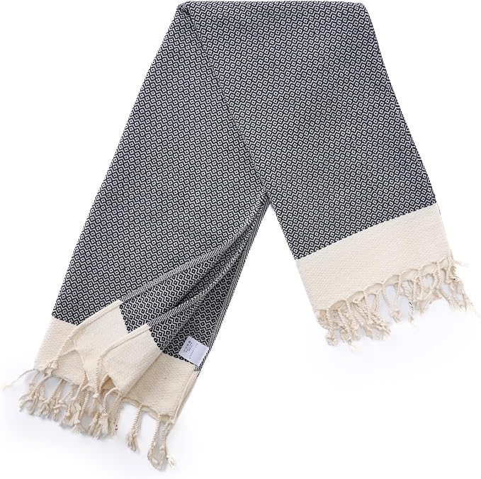 BAY LAUREL Turkish Hand Towel – Pack of 2 | Soft & Absorbent Decorative Towels for Bathroom, Hand, Face, Hair, Gym, Yoga, SPA, Kitchen & Tea | Boho Decor (Dark Gray, Diamond 16x40 Inches (Set of 2)