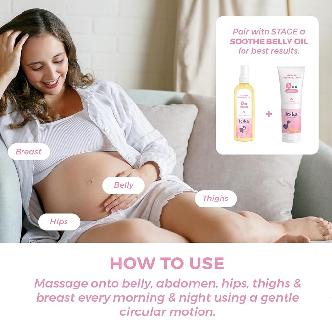 LESKA Maternity Hydrating Lotion | STAGE A: PREPARE Supple Belly Lotion (Pregnancy Months 1-5) | Part of a Complete 3-Stage Pregnancy Skincare System | New Mom Gifts (4oz)