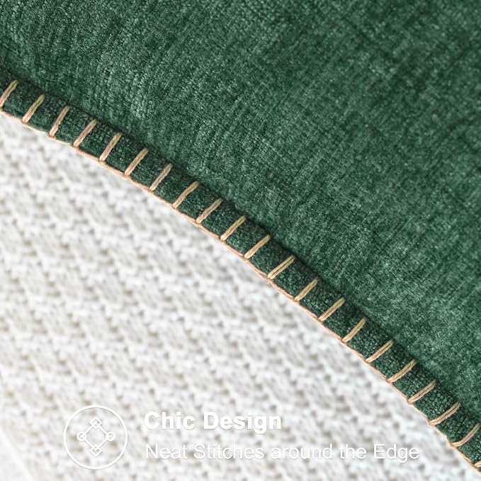 CaliTime Decorative Couch Throw Pillow Covers 22 X 22 Inches Dark Green | Pack of 2, Cozy Chenille Cushion Cases, Cotton Thread Stitching Edges, for Sofa Bed Living Room Farmhouse