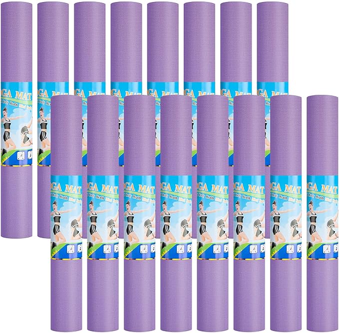 3 mm Thin Yoga Mats Bulk, Lightweight PVC Exercise Mats Non Slip Workout Fitness Pads for Yoga Pilates Stretching Classes Gym Home Studio, Easy to Clean