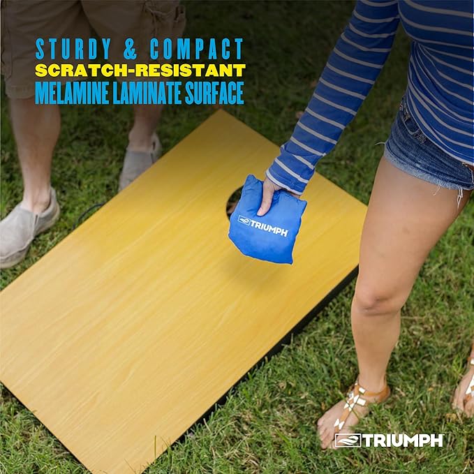 Triumph Tournament 2' x 3' Cornhole Set with 8 All-Weather Bean Bags – Durable Tailgate Game Boards for Backyard BBQs, Camping, Family Activities, and Outdoor Summer Party Fun