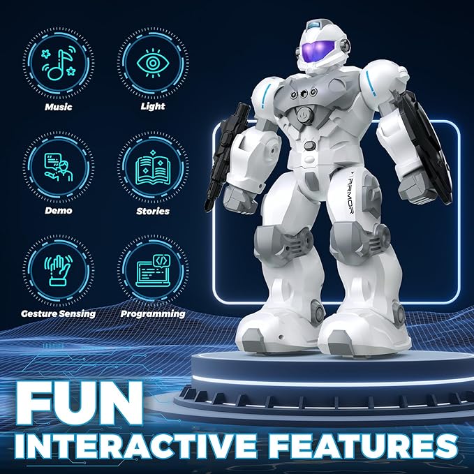 Robot Toys for Kids, Toys for 6 7 8 9 10 Year Old Boys Girls, Remote Control Toys with 2.4GHz Gesture Sensing, Programmable Singing Dancing RC Robot, Birthday Gifts for Boys and Girls