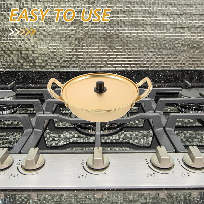 Aluminum Noodle Pot with Double Ears 18cm Non-stick Korean Ramen Stockpot Portable Cooking Pot for Household Soup and Ramen Preparation