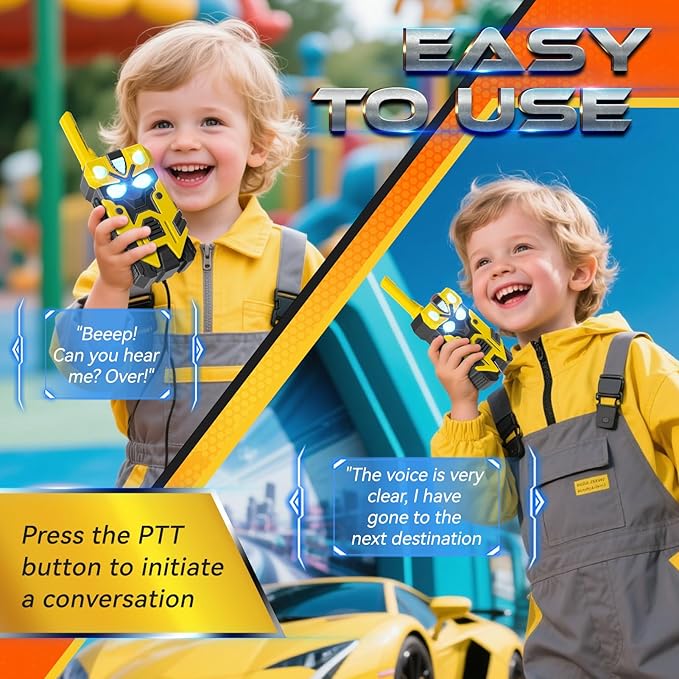 Hornet Transform Toys Walkie Talkies for Kids 2 Pack Robot - 2500FT Range with Cool Light Effects, Birthday Gifts for Boys Girls Ages 3-12, Outdoor Camping Gear, Toddler Toys for Indoor Outside Play