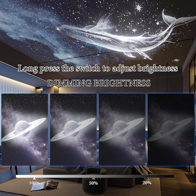 2-in-1 Galaxy Projector Night Light, USB Star Projector for Bedroom | 360° Adjustable Brightness Portable Galaxy Light Mini LED Wall Projection Lamp for Roof of Car & Tent Home Decor Gift,3 Films