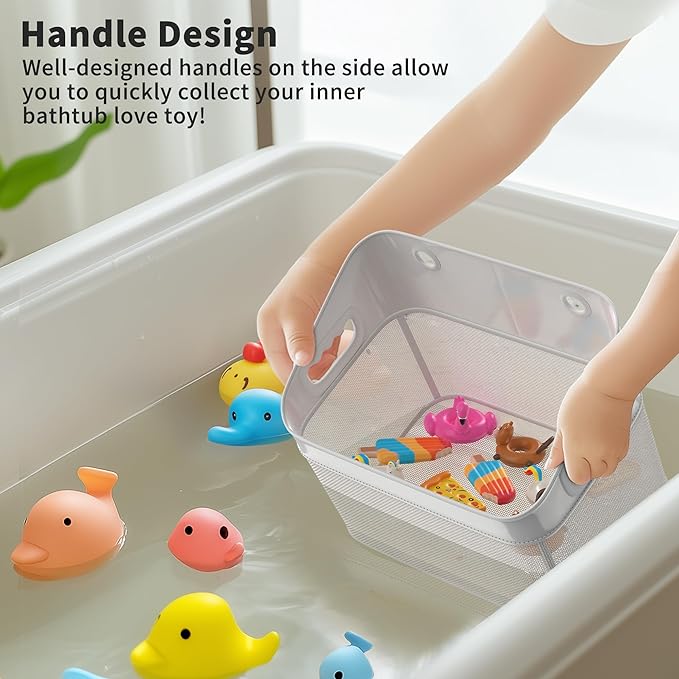 Mesh Baby Bath Toy Storage, ‎Large Capacity and Quick Drying Baby Toy Storage for Bath, Multi-use Net Bags Make Baby Bath Toy Organizer Easy, 1 Pack