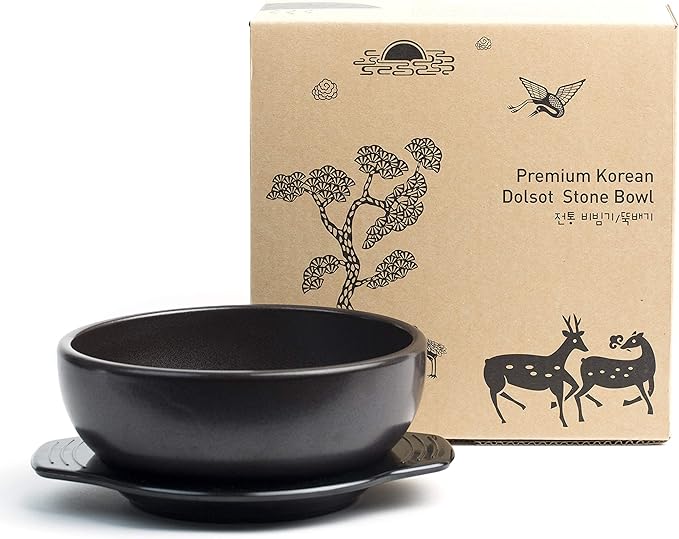 Crazy Korean Cooking Korean Stone Bowl (Dolsot), Sizzling Hot Pot for Bibimbap and Soup (Large, No Lid) - Premium Ceramic