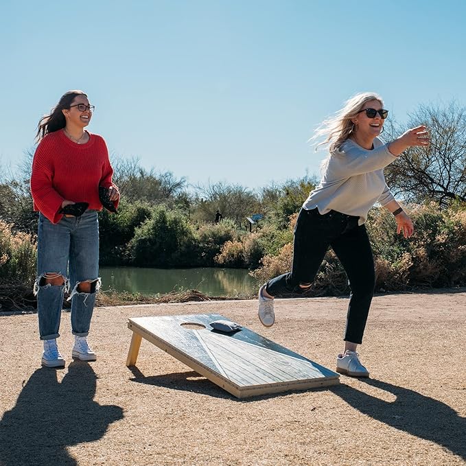 Tailgating Pros American Themed Lightweight Corn Hole Board Set w/Multicolored LED Rings, Bean, Bags, and Carrying Case - 4'x2' Cornhole Toss