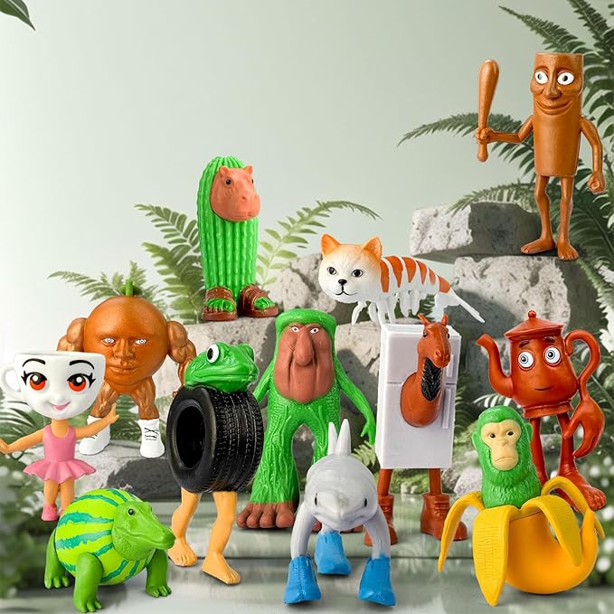 8Pcs Italian Brainrot Action Figures,Tralalero Travala Toy Set Tralalero Travala,Tung Tung Tung Sahur, Brr Brr Patapim - Brainrot fidget Toys,Decorations Gifts for Office Room Figurine Decor (16PCS-A)