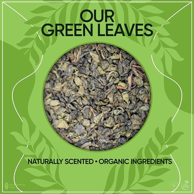 Organic Gunpowder Green Tea Loose Leaf, 1 lb Bulk Bag, USDA Organic Chinese Green Tea, Bold Earthy Flavor, Non-GMO