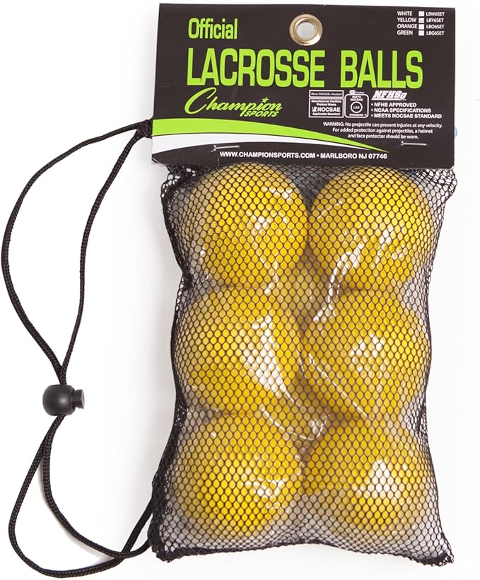 Champion Sports Lacrosse Balls – Official Size SEI Certified, Multi-Color Packs of 3, 6, or 12 for Practice & Games