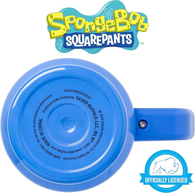 Silver Buffalo SpongeBob SquarePants “Imaginaaation!” Double Walled Stainless Steel Tumbler with Handle, Fits in Standard Cup Holder, 40 Ounces