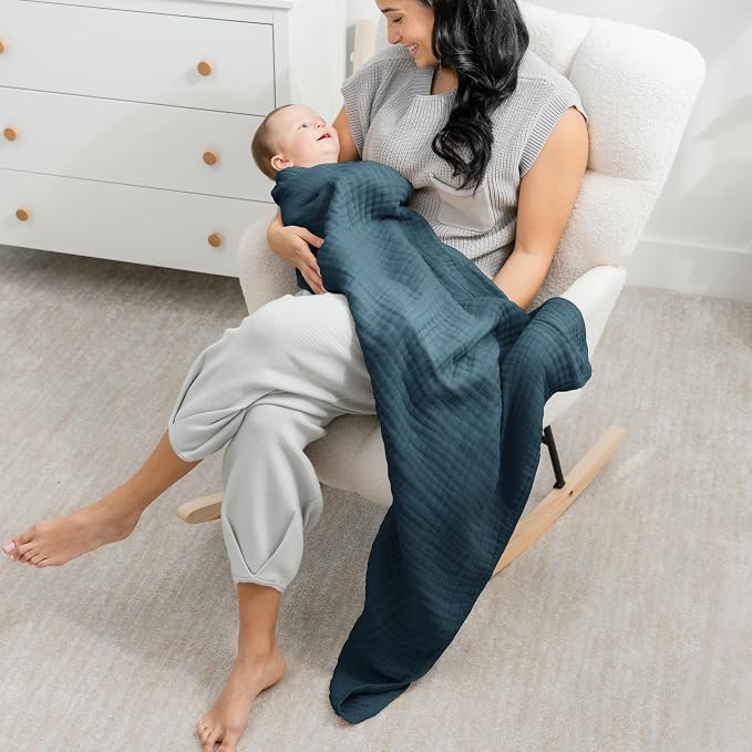 Comfy Cubs Muslin Baby Blanket 40" x 40" L - Swaddle Blankets, Neptune | Soft, Lightweight, 6-Layer Cotton Breathable Baby Blankets - Comfortable, Gentle & Versatile Cotton Baby Blankets for Sleep