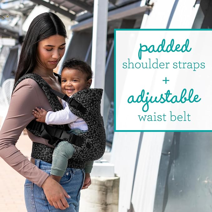 Infantino Flip 4-in-1 Convertible Baby Carrier, Adjustable, Ergonomic Hands Free Babywearing, Registry Essential, Carrier for Newborn to Toddler, Black & Gray Leopard