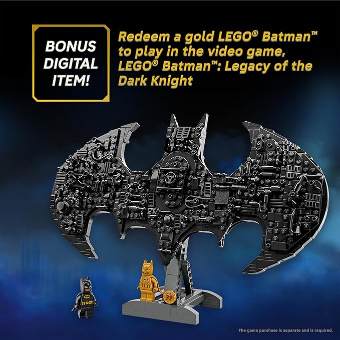 LEGO DC Batman: Batman Logo Building Toy - Super Hero Bedroom Decor for Kids, Boys & Girls, Ages 12+ - W/Classic & Golden Minifigures - Gift Idea for Birthdays & Fans - 76330