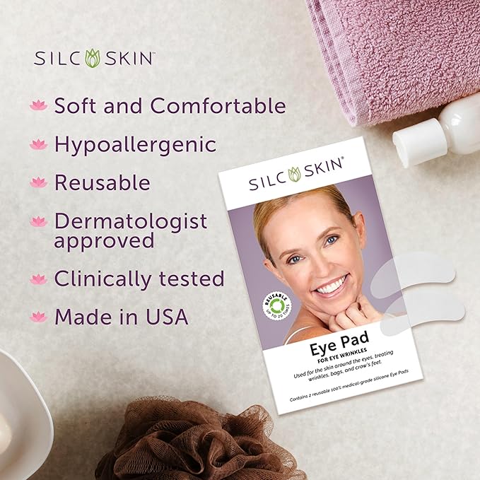 Silc Skin Silicone Eye Pads Reusable Overnight Eye Patches, Medical Grade Silicone For Fine Lines And Puffiness, 20 Day Supply