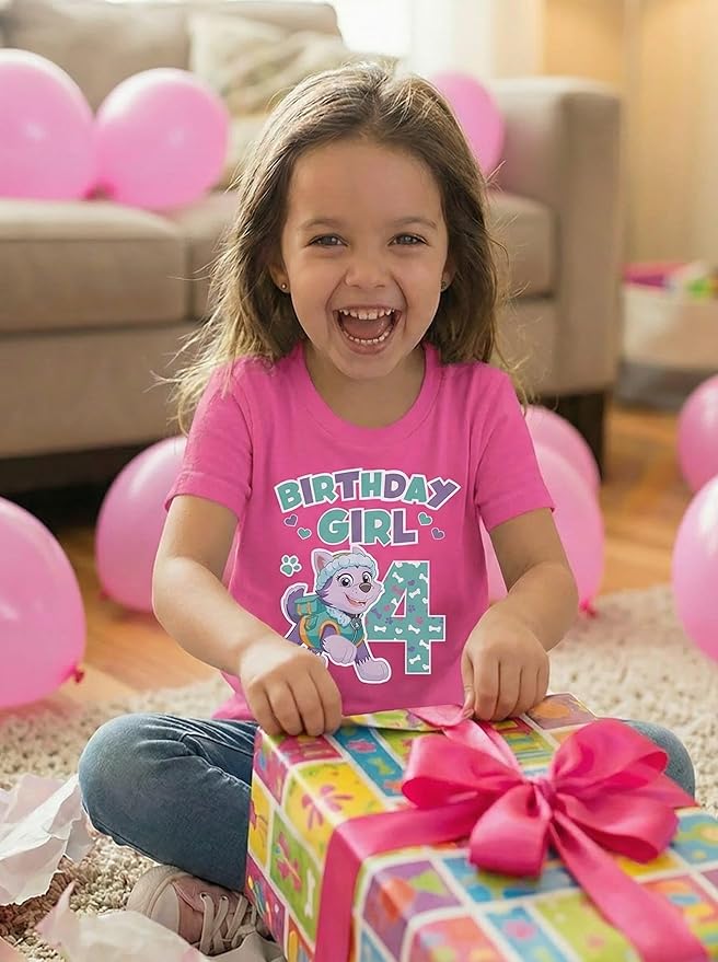 Skye Paw Patrol 4th Birthday Girl Shirt for 4 Year Old Girls - Pup-Themed Party Toddler T-Shirt