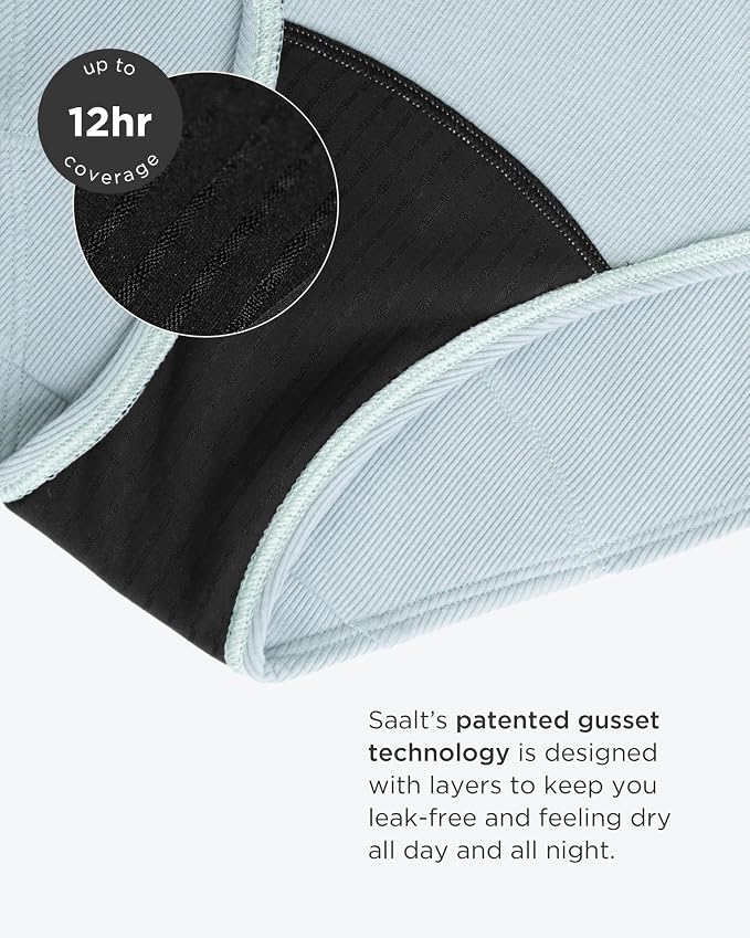saalt Leakproof Cotton Rib High Rise Brief – Reusable Period Underwear for Women - Replaces 3 Pads or 4 Tampons
