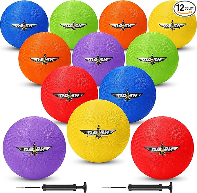 Jerify 8.5 Inches Playground Balls Kickball Bulk, Colorful Inflatable Sports Bouncy Balls, Dodgeball, Kickball for Official Play, and Fun Indoor and Outdoor Toys and Gift