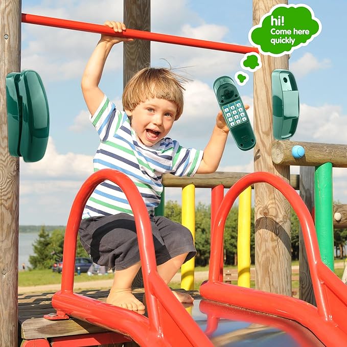 2 Pack Swingset Phone Toys Playground Swing Set Telephone Plastic Pretend Play Telephone with Numeric Key for Kids Outdoor Playground Treehouse Accessories (Green)