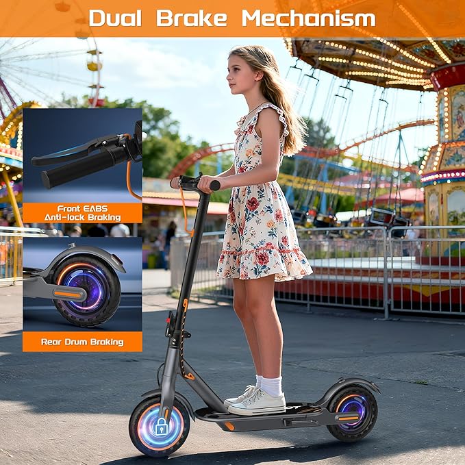 Maxshot Electric Scooter, 8.5" /10" /14" Tire, 16/19/22 Mph Top Speed, 12/16/21/27/28/49/50 Miles Long Range, Folding Escooter for Adults and Kids with Seat Bag, Dual Braking, Dual Suspension, App
