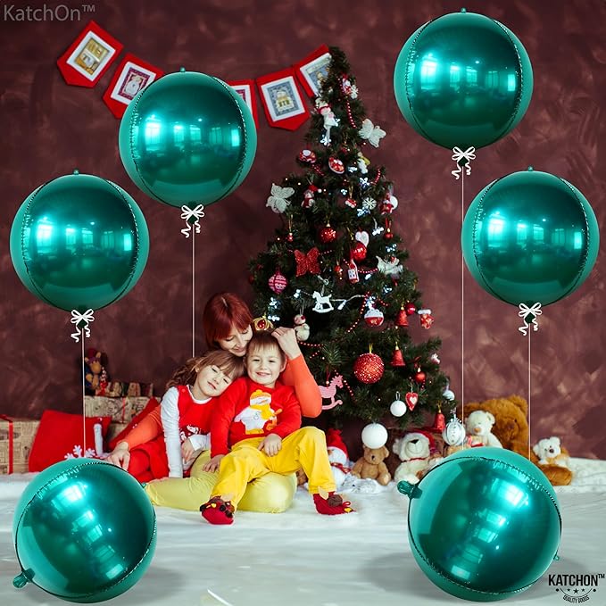 KatchOn, Metallic Emerald Green Balloons - Big 22 Inch, Pack of 6 | Dark Green Mylar Balloons, Emerald Green Foil Balloons for Emerald Green Party Decorations