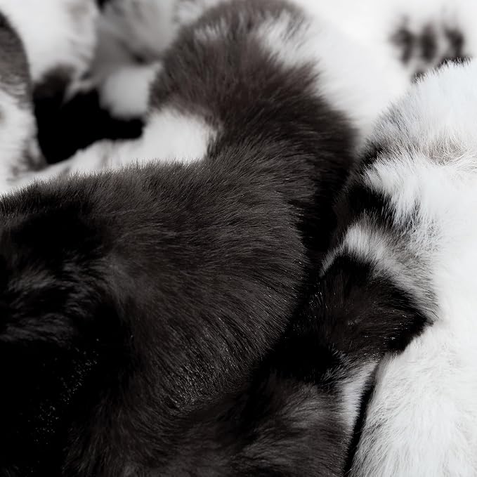 Cow Print Blanket for Couch, Faux Fur Throw Blanket, Super Heavy Warm Cozy Blankets for Bed Sofa, Bubble Plush Fuzzy Soft Mink Blanket for Living Room Bedroom, Cow Black