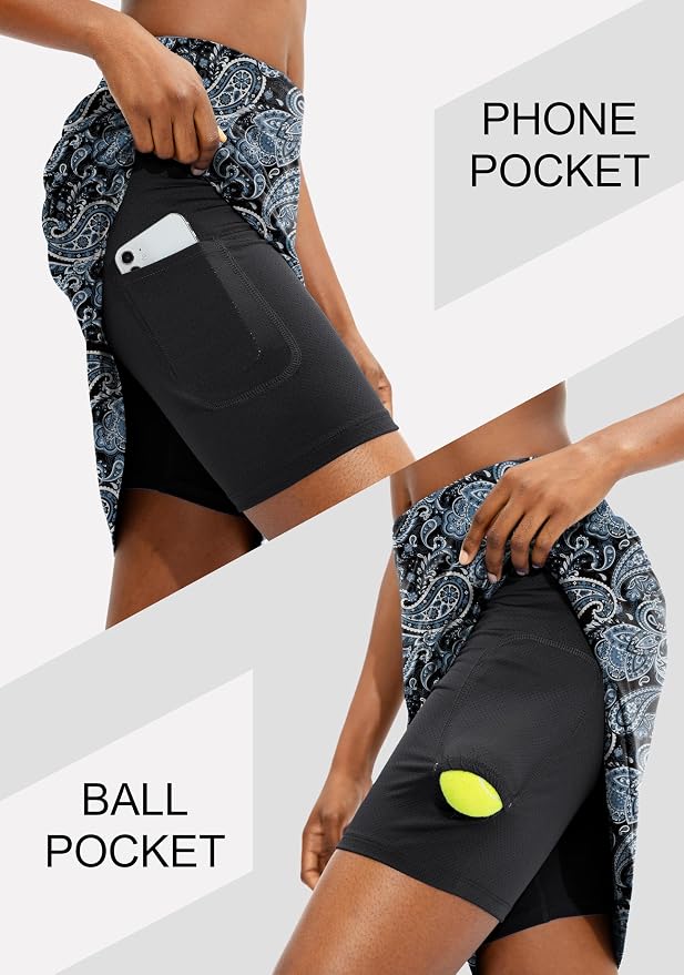 Women's 20" Knee Length Skorts Skirts UPF50+ Athletic Tennis Golf Skirt for Women Casual Summer Skirts