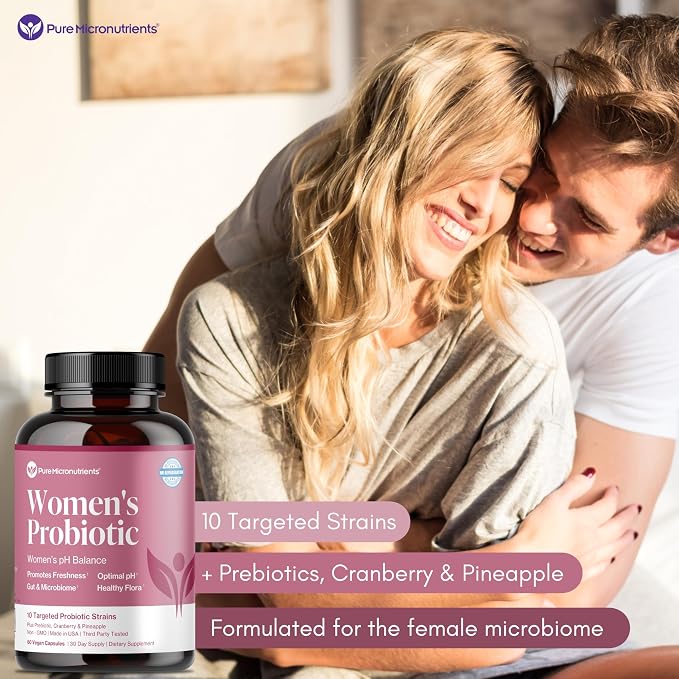 Pure Micronutrients pH Balance Vaginal Probiotics for Women - Odor & Itch Support - Vaginal Health Pills with Cranberry, Lactobacillus & Prebiotics - Feminine Wellness Daily Supplement - 60 Capsules