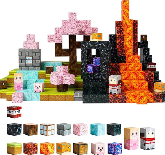 Magnetic Blocks - 150 PCS Build World Magic Portal Set - Magnetic Tiles Building Blocks Toddler Toys STEM Sensory Outdoor Toys for 3+ Year Old Boys & Girls, Creative Kids Games