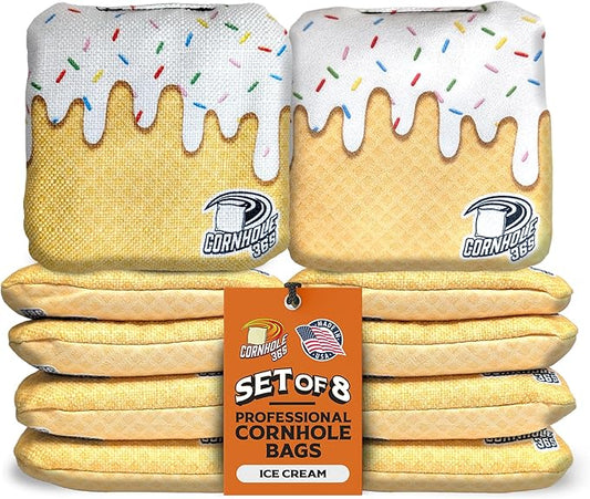 Cornhole365 - Stick & Slide - Professional Corn Hole Bag - Heavy-Duty Double-Stitched Polyester Fabric & Resin Filling for All-Weather - Versatile Regulation Size Cornhole Bean Bags - Set of 8