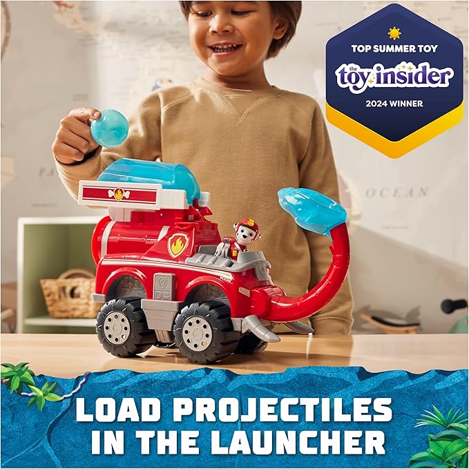 Paw Patrol Jungle Pups, Marshall Elephant Firetruck with Projectile Launcher, Toy Truck with Action Figure, Kids Toys for Boys & Girls Ages 3 and Up