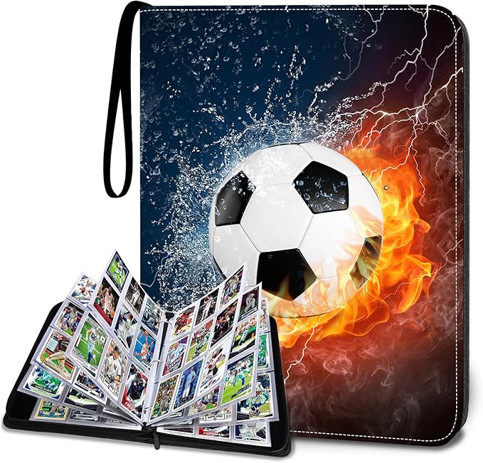Trading Card Binder with Sleeve, 900 Pockets Soccer Card Binder Sports Cards Storage Organizer for Football Baseball or Game Trading Cards with 50 Removable Sleeves Cards Collector Album