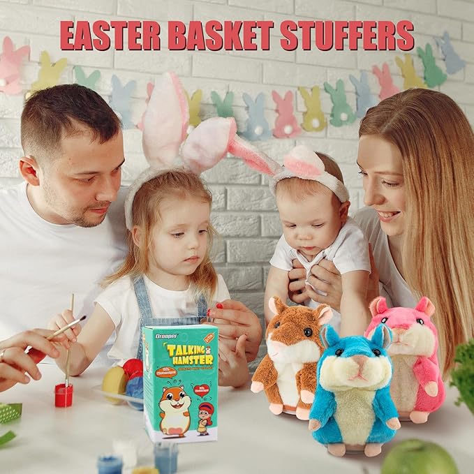 Talking Hamster - Stuffed Animals Toy for Kids 2 3 4 5 6 Year Old, Repeats What You Say - Toddler Interactive Plush Toys, Birthday Gifts for Boys Girls 2 Years and Up
