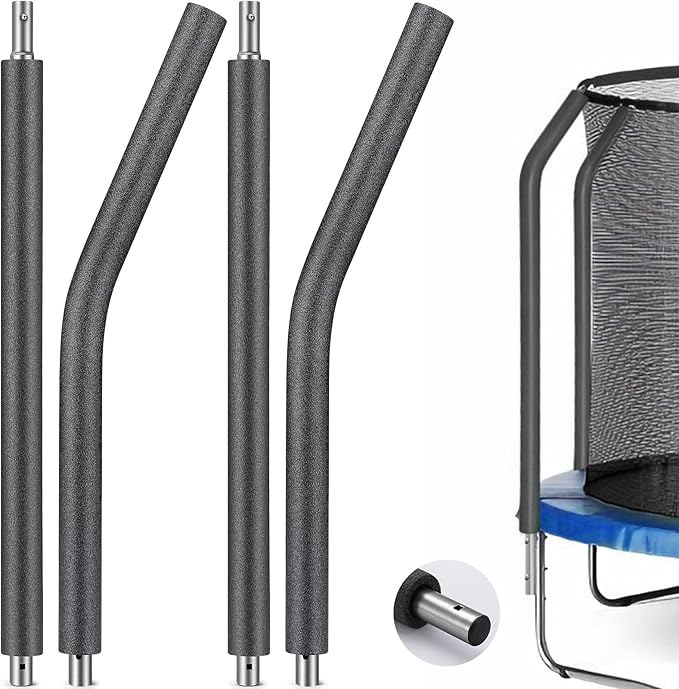 2PCS Trampoline Poles Replacement, 1mm Thick, Fits 1.65'' / 4.2CM Inner Diameter for 10-16FT Jumpzylla Trampolines, Complete Kit with Protective Foam Sleeves & Mounting Hardware