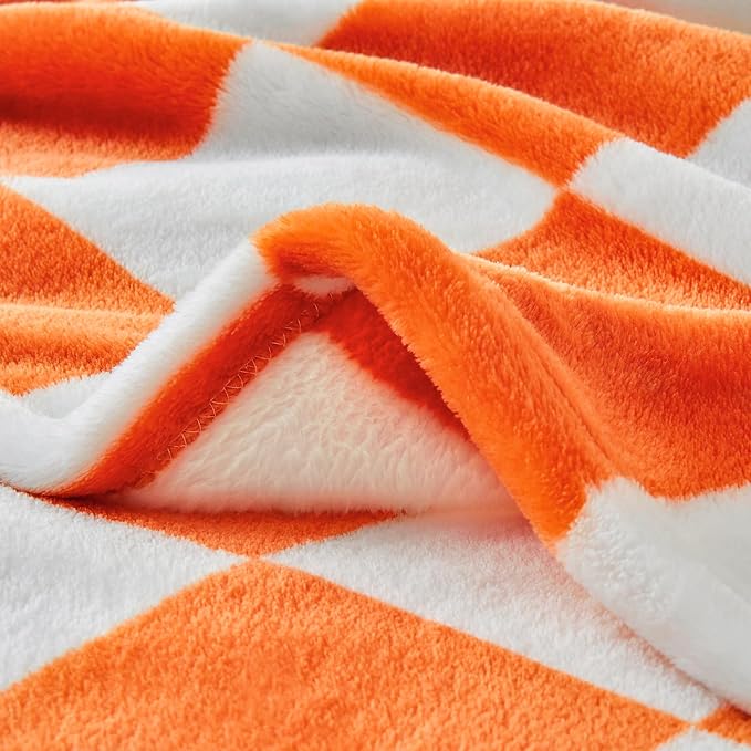 BEDELITE Plaid Throw Blanket for Checker Neyland, Orange & White 50“x60” | Tennessee vols Decor, Gift for Vol Nation,100% Polyester Microfibe, Soft, Lightweight Warm, Machine Washable, for Couch Bed