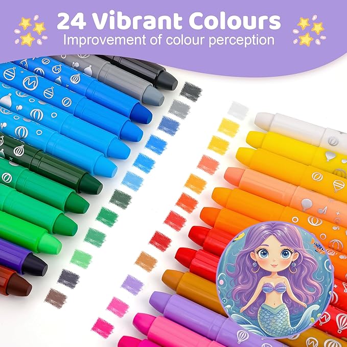 DreamCandy Twist Crayons for Toddlers,24 Colors Non Toxic Washable Crayons for Kids,Art Supplies Drawing Coloring Crayon Set,Gift for Boys and Girls,Back to School,Stocking Stuffers