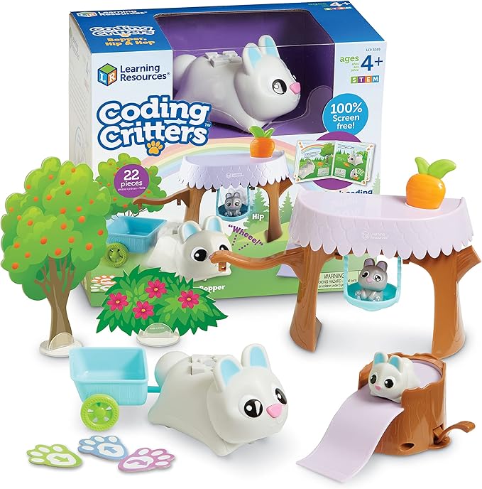 Learning Resources Coding Critters Bopper - 22 Pieces, Ages 4+,Screen-Free Early Coding Toy for Kids, Interactive STEM Coding Pet, Preschool Learning Toys