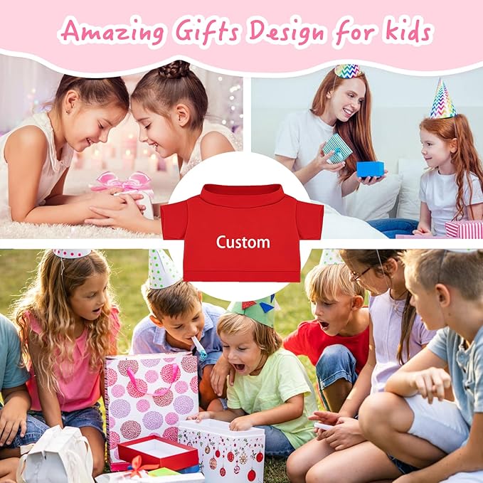 10 Pcs Custom Teddy Bear Clothes with Photo Text, Personalized Stuffed Animal Clothing Fit 8-16inch Stuffed Bear Clothing, Personalized Doll Clothes Make Your Own Plush Doll Shirt