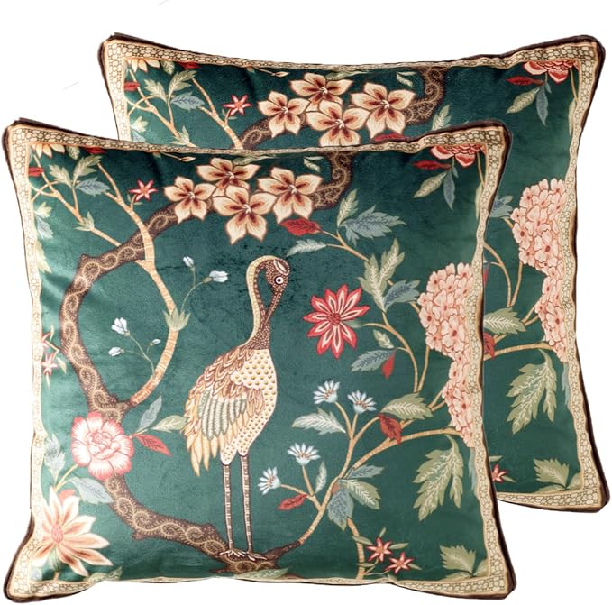 Designer French Velvet Throw Pillow Cover,Set of 2,18"x18"-Mitchell | Pillow Cover,Concealed Zipper Design,Dragonfly Pattern,Sofas,Bedroom,Living Room,Lounge Chairs,All Season Home Decor