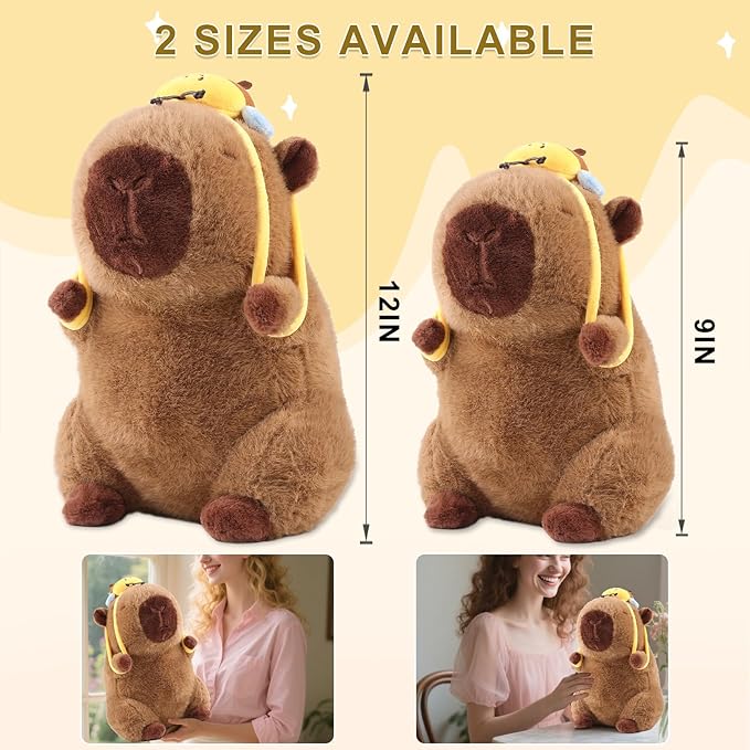 Capybara Plush Cute Capybara Stuffed Animal Kawaii Plush Toy with Bee Backpack Gifts Cute Pillow Birthday for Kids Boys Girls 9 Inch