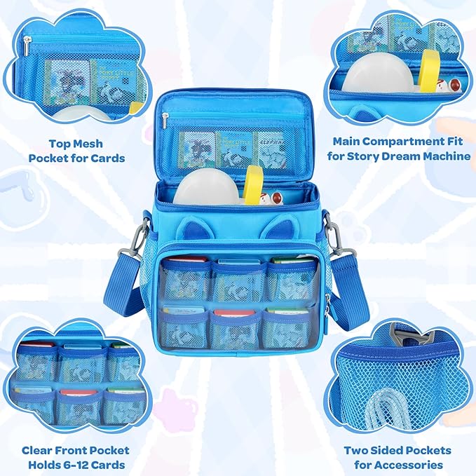 Carrying Case Compatible with Toniebox Starter Set Bundle, Cute Storage Travel Bag Compatible with Little Tikes Story Dream Machine Books Starter Set, Purple & Blue(Bag Only)