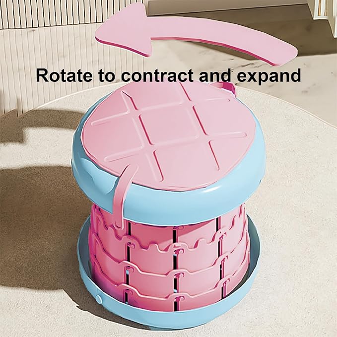 PVC Portable Potty, Children's Foldable Toilet, Baby Travel Urinal (Pink)
