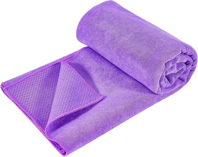 Hot Yoga Towel with Grip Dot, Non Slip Sweat Absorbent Microfiber Yoga Mat Towels for Hot Yoga, Pilates, Fitness and Workout 72inch x 24inch