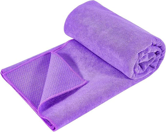 Hot Yoga Towel with Grip Dot, Non Slip Sweat Absorbent Microfiber Yoga Mat Towels for Hot Yoga, Pilates, Fitness and Workout 72inch x 24inch