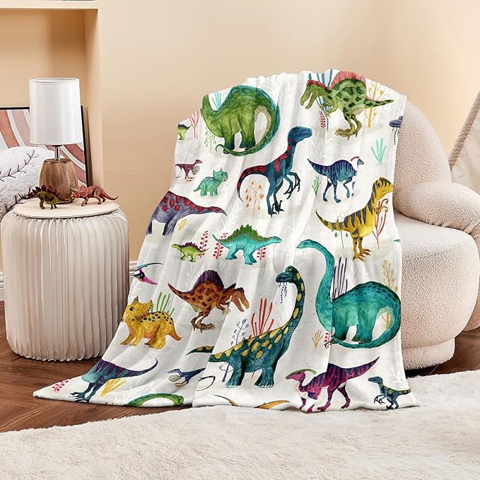 Wajade Dinosaur Blanket for Boys, Soft Fleece Kids Blanket for Couch Sofa Bedroom, Toddler Cute Dinosaur Throw Blanket Gifts for Birthday Christmars Easter Halloween, 50"x60"