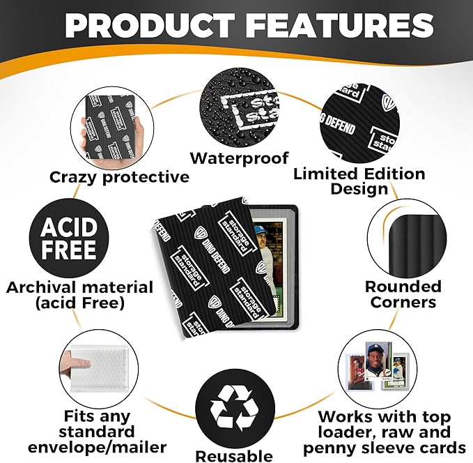 Ding Defend 110-Pack Trading Card Protector Shipping - 3.5 x 4.5 Inch Black Hobby Card Shipping Supplies w/Rounded Corners, Lightweight & Reusable for Raw Top Loaders, Semi-Rigids, Team Bags