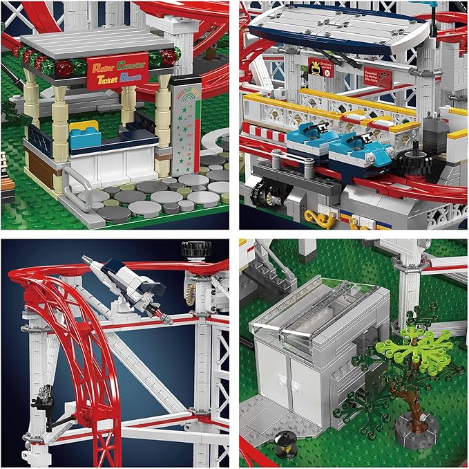Roller-Coaster Building Set, Motorized Electric Train Track, City Amusement Park Model Toy for Boy Girl Ages 6 7 8 9+, Birthday Gifts for Adult Kid Teen, Theme Construction Collection 3646pcs