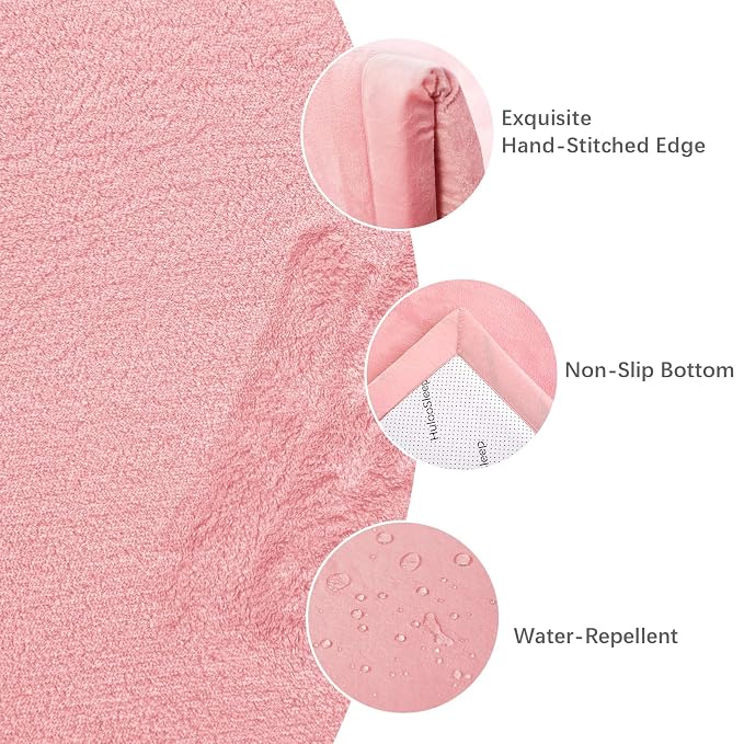 2" Thick Play Mat for Babies Toddlers,Extra Safety Anti-Fall Cushion Mat, Non-Slip Water-Repellent Coral Velvet,28"x72" Bedside Rug for Kids Room (Pink)